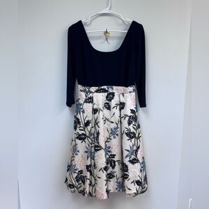 Anthropologie x BHLDN Gianni Embroidered Floral Navy Dress 10